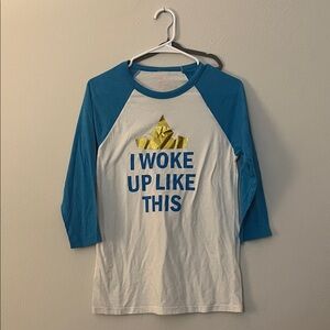 I Woke Up Like This Sleeping Beauty Blue Baseball Tee